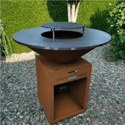 Apaļas malkas degšanas Corten tērauda metāla BBQ grili