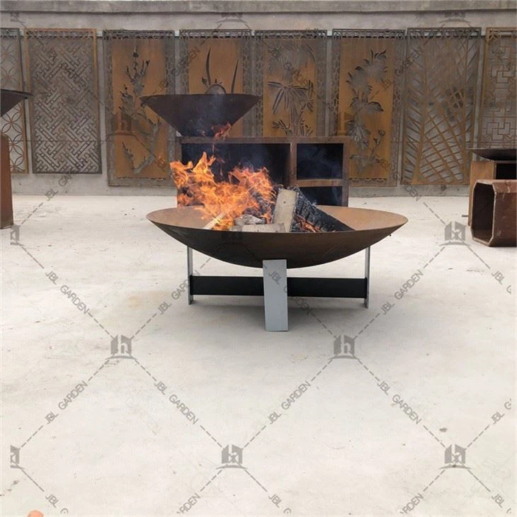 Corten Steel Fire Pit With Tripod