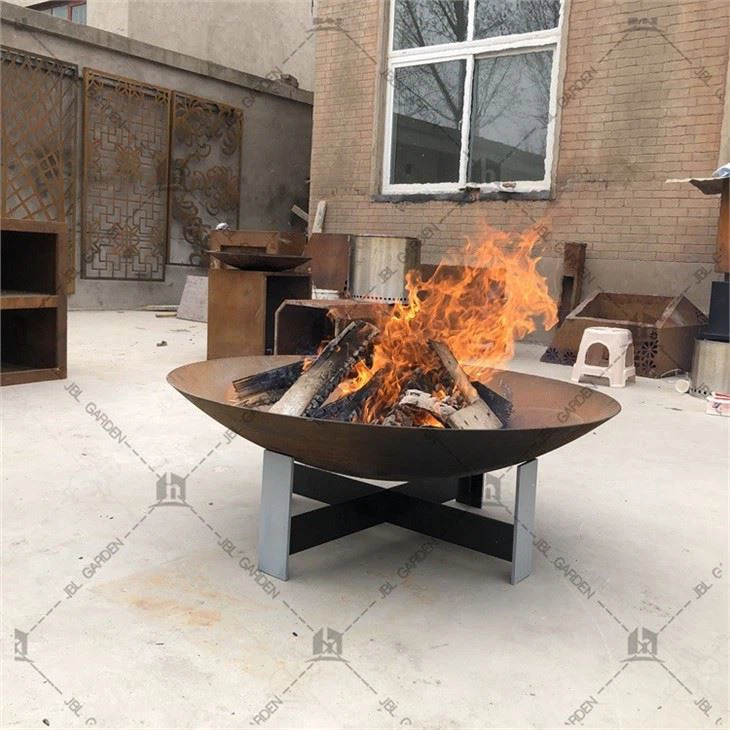 Corten Steel Fire Pit With Tripod