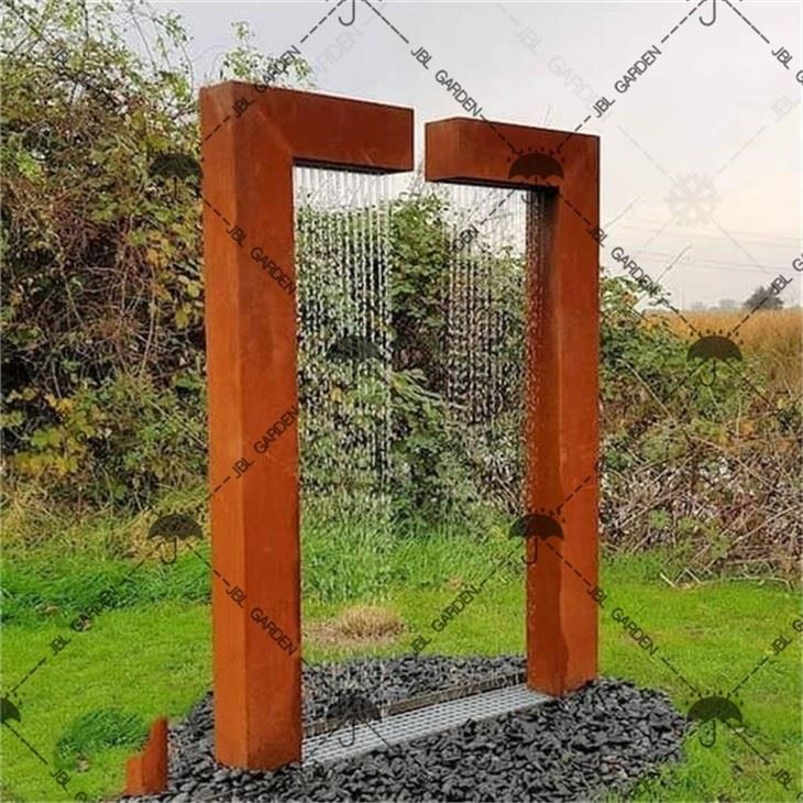 Metal Rain Curtain With Water Pool