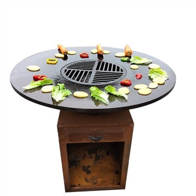 Corten tērauda bārbekjū kokogļu grili salokāmi BBQ