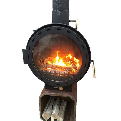 Iekštelpu rotējošs malkas piekarināmais kamīns