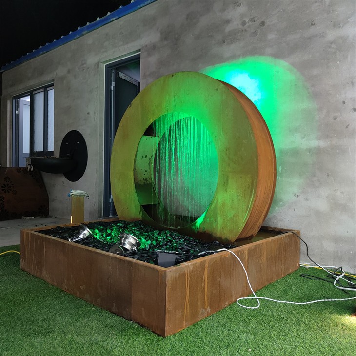 Corten Steel Moon Water Feature Rustic Outdoor Landscaping Decor high quality