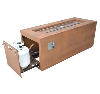 Sildošs un dekoratīvs taisnstūra Firepit galds