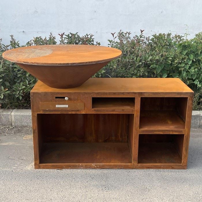 Weathered Corten Steel BBQ Grill high quality